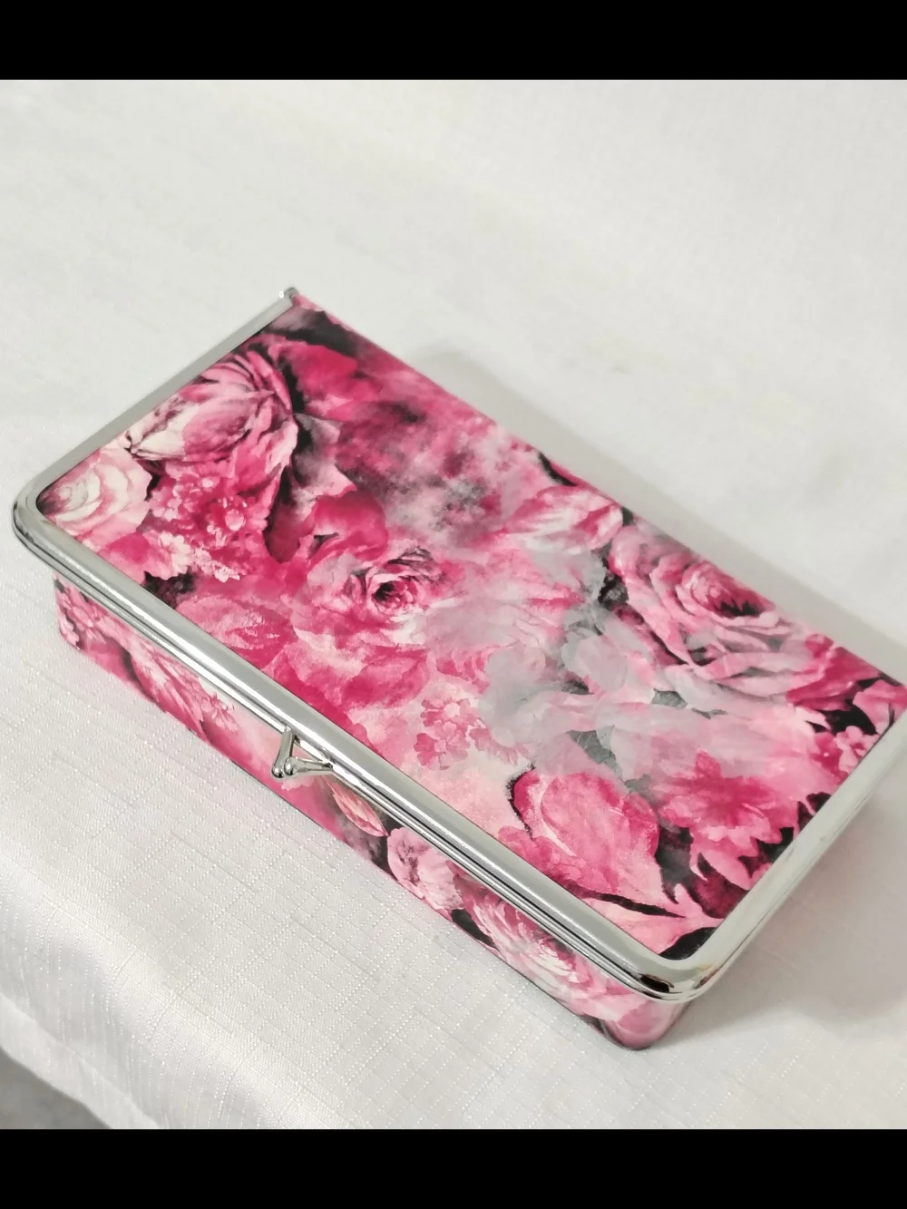 Floral Tapestry Vinyl Travel Jewelry Box Snap Close For Rings Necklaces Brooches